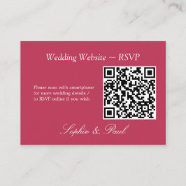 Elegant Carmine Magenta QR Code Website RSVP Card Begleitkarte