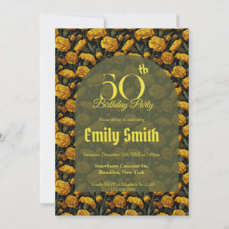 Elegant Carnation Luxury 50Th Birthday Einladung