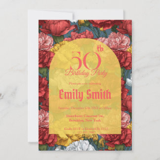 Elegant Carnation Themed Milestone Birthday Einladung