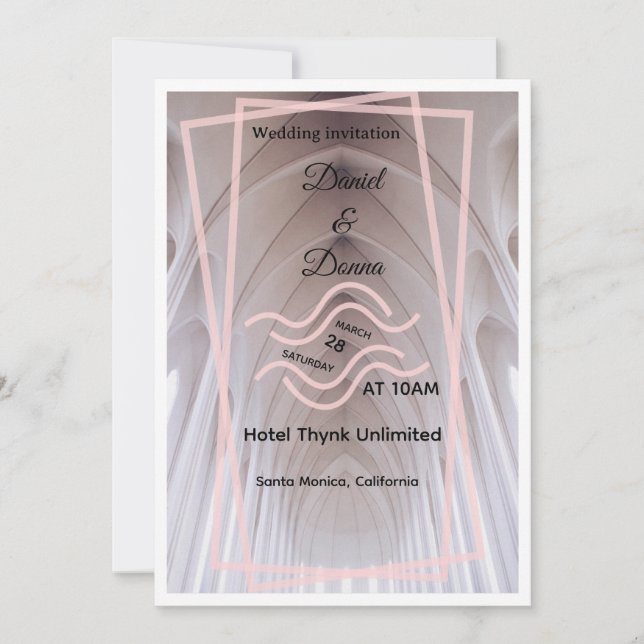 Elegant Cathedral Wedding Invitation | Blush Minim Einladung (Vorderseite)