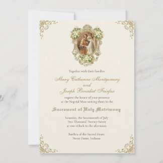 Elegant Catholic Betrothal Gold Wedding Einladung
