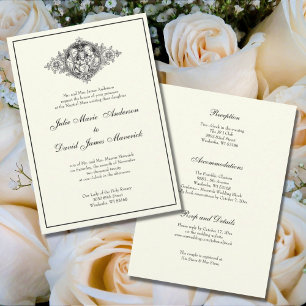 Elegant Catholic Ivory Wedding Reception Combo Einladung