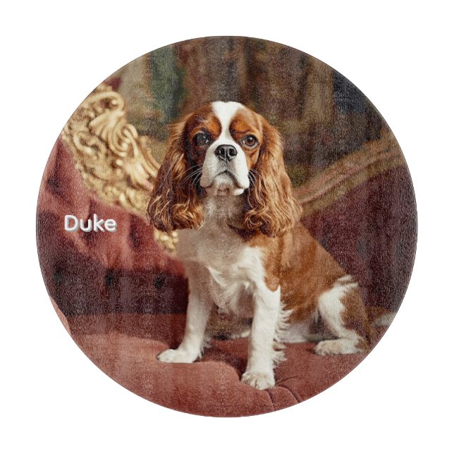 Elegant Cavalier King Charles Personalized Glass Schneidebrett (Vorderseite)