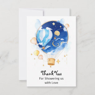 Elegant Celestial Balloon Baby Shower Dankeskarte