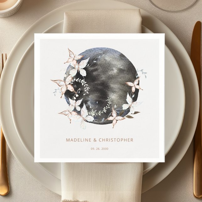 Elegant Celestial Butterfly Save the Date Hochzeit Serviette (Von Creator hochgeladen)