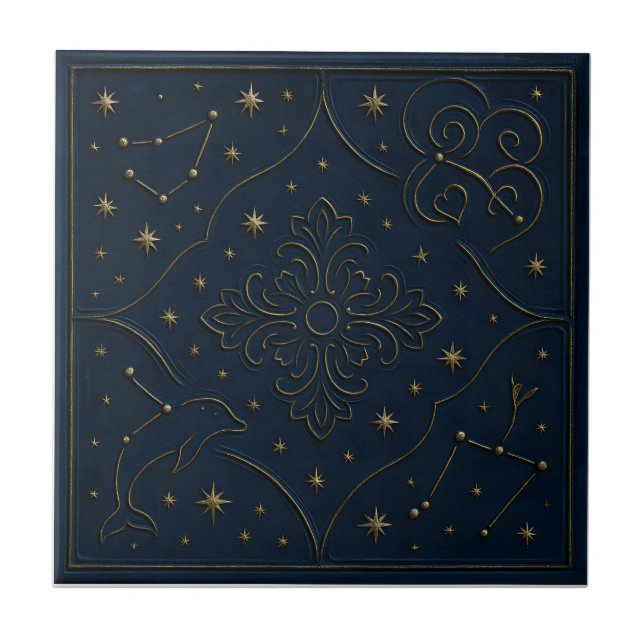 Elegant Celestial Ceramic Tile Fliese (Vorderseite)