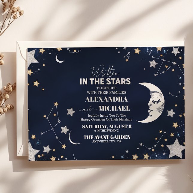 Elegant Celestial Crescent Moon Wedding Einladung (Von Creator hochgeladen)