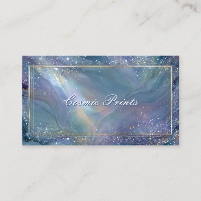 Elegant Celestial Galaxy Alcohol Ink Visitenkarte (Vorderseite)