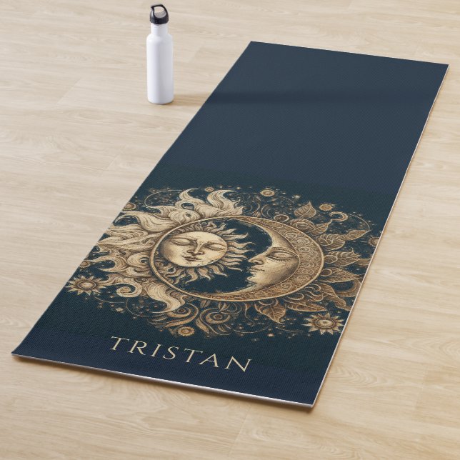 Elegant Celestial Gold Sun Moon Personalisiert Yogamatte (Beispiel)