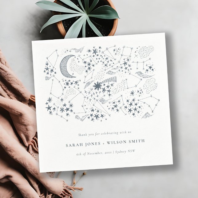 Elegant Celestial Navy Starry Night Moon Wedding Serviette (Von Creator hochgeladen)