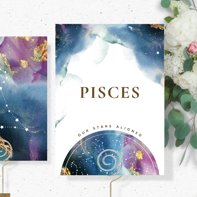 Elegant Celestial Theme Pisces Table Name Card Einladung (Von Creator hochgeladen)