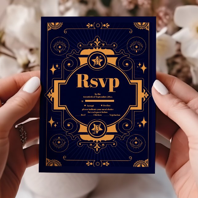 Elegant Celestial Wedding RSVP Karte (Von Creator hochgeladen)