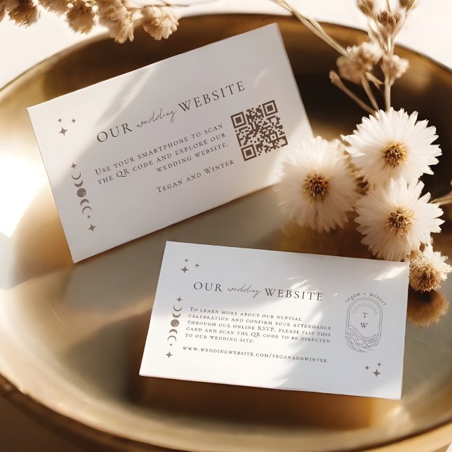 Elegant Celestial Wedding Website UAWG QR Code Begleitkarte (Elegant Celestial Wedding Website RSVP QR Code Enclosure Card)