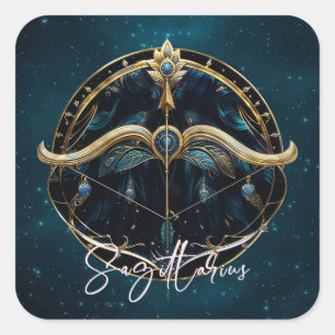 Elegant Centaur Zodiac Sign Black Gold Sagittarier Quadratischer Aufkleber