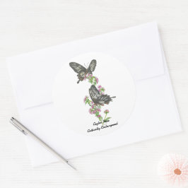 Elegant Ceylon Rose Butterly Wasserfarben Runder Aufkleber