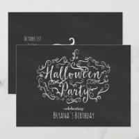 Elegant Chalkboard Pumpkin Halloween Einladungen