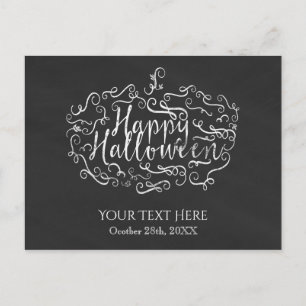 Elegant Chalkboard Pumpkin Happy Halloween Postkarte
