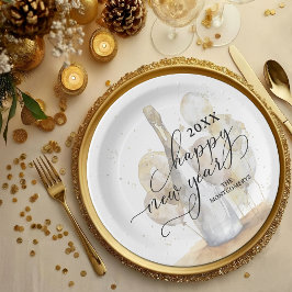 Elegant Champagne and Balloons Happy New Year Pappteller