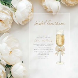Elegant Champagne Chic Bow Script Bridal Luncheon Acryleinladungen