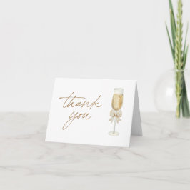 Elegant Champagne Chic Bow Script Thank You Card Dankeskarte