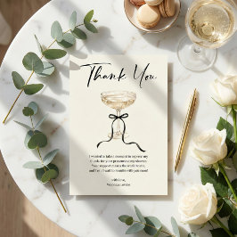 Elegant Champagne Coupe Black Bow Bridal Shower Dankeskarte