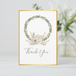 Elegant Champagne Ivory Floral Script Vielen Dank Dankeskarte