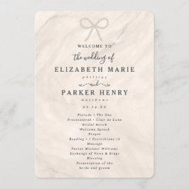 Elegant Champagne Pearl Bow Wedding Ceremony Programm