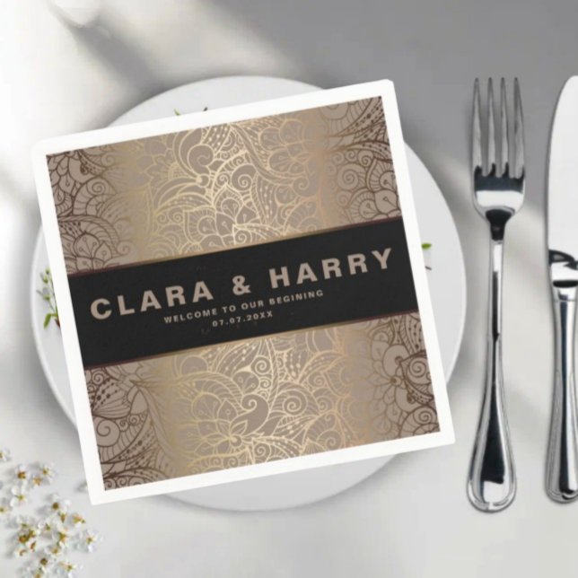 Elegant  champagne pink gold  floral wedding  serviette (Von Creator hochgeladen)