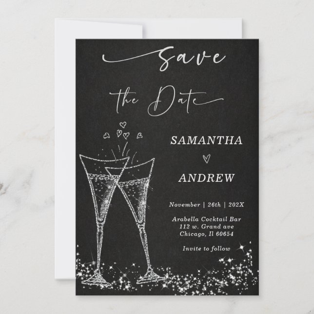 Elegant Champagne Save the Date Wedding Einladung (Vorderseite)