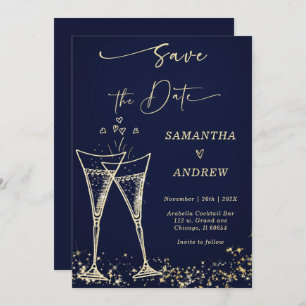 Elegant Champagne Save the Date Wedding Einladung