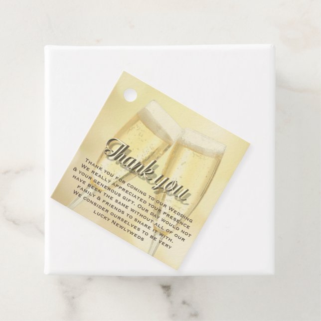 Elegant Champagne Toast Foto Wedding Vielen Dank Geschenkanhänger (Beispiel)