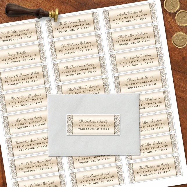 Elegant Champagne Wedding Guest Address Labels (Von Creator hochgeladen)