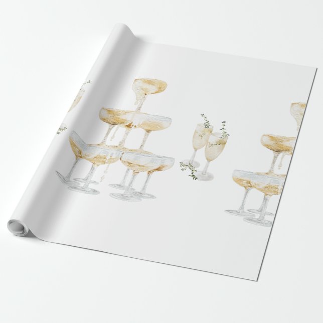 Elegant Champagne Wedding Roll Geschenkpapier (Ungerollt)
