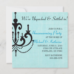Elegant Chandelier Housewarming Party Invitation Einladung