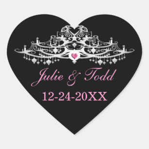 Elegant Chandelier Save the Date Hochzeit Herz-Aufkleber