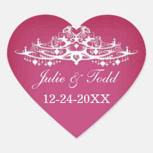 Elegant Chandelier Save the Date Hochzeit Herz-Aufkleber