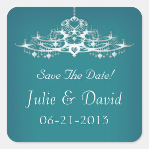 Elegant Chandelier Save the Date Hochzeit Quadratischer Aufkleber