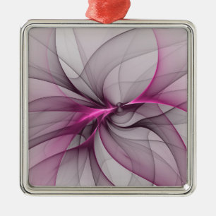 Elegant Chaos Modern Abstract Pink Fractal Art Ornament Aus Metall