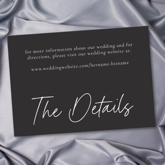 Elegant Charcoal Black Minimalist Wedding Begleitkarte (Elegant Charcoal Black Minimalist Wedding Enclosure Card)