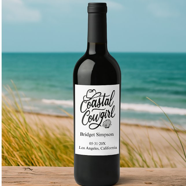 Elegant Charm Bachelorette Cowgirl Weinetikett (Von Creator hochgeladen)