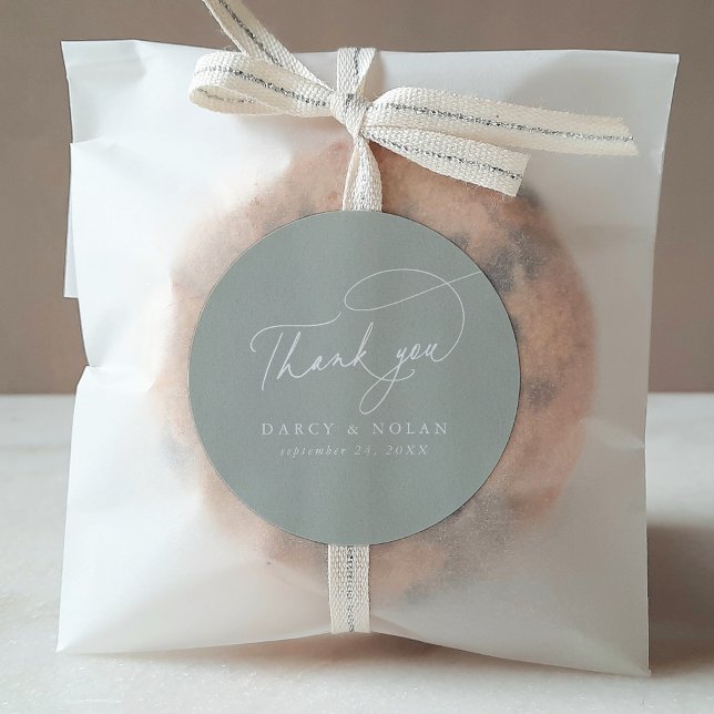 Elegant Charm Green Wedding Danke Stickers (Von Creator hochgeladen)