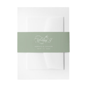 Elegant Charm Script Wedding Sage Green Einladungsbanderole