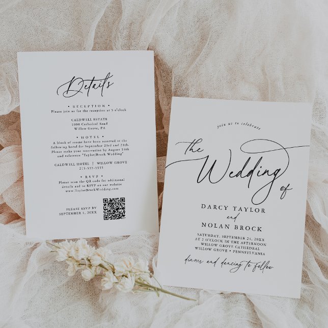 Elegant Charm Simple Wedding Invitations with RSVP Einladung (Elegant Charm Simple Wedding Invitations with RSVP)