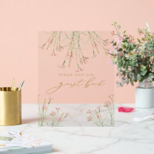 Elegant Charm Wild Blume Wedding Guest Book Acrylschild