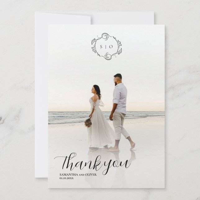 Elegant Charming Simple Photo Thank You Card Save The Date (Vorderseite)