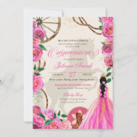 Elegant Charro Pink Rose Western Ranch Quinceanera