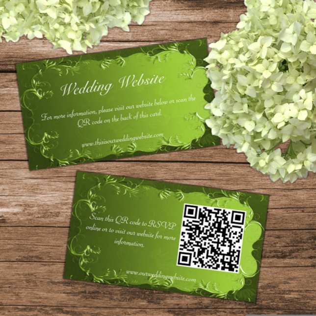 Elegant Chartreuse Green Wedding Website Begleitkarte (Von Creator hochgeladen)
