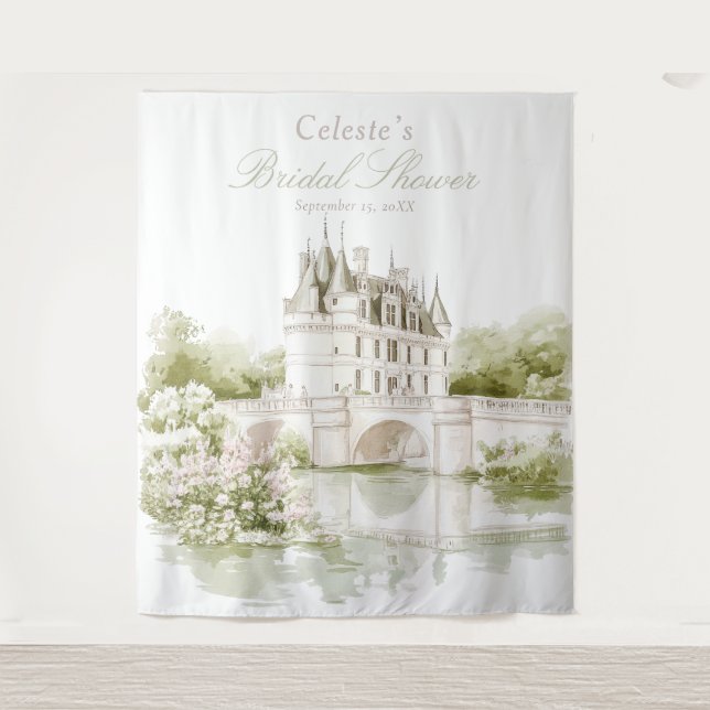 Elegant Chateau French Romance Bridal Shower  Wandteppich (Vorderseite)