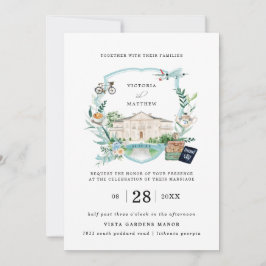 Elegant Chateau Manor | Wappen für Hochzeitsreisen Einladung