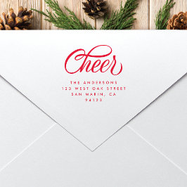 Elegant Cheer Script Christmas Return Address Gummistempel